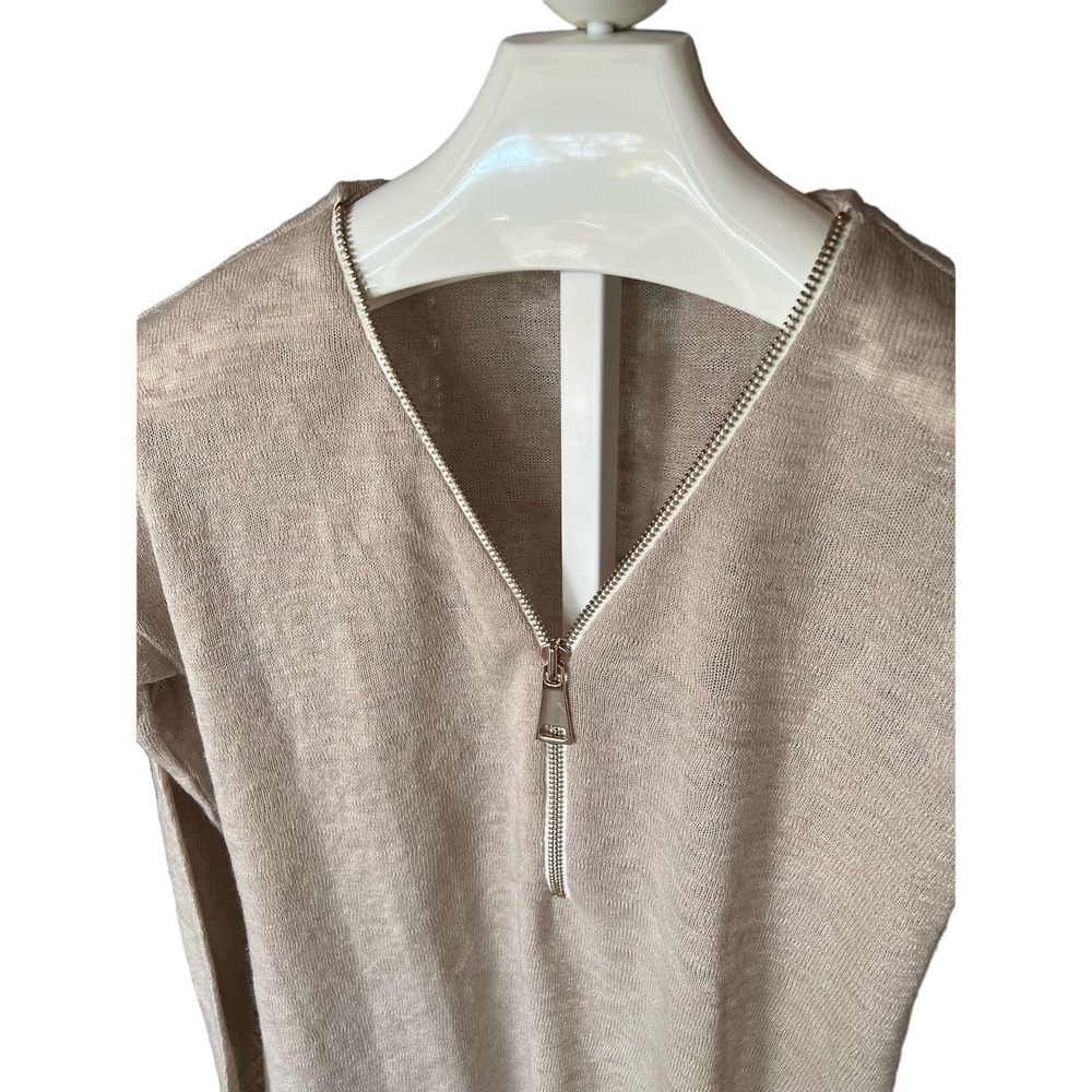 Soft Surroundings Tan Valentina Zip Sweatshirt Size Small - Picture 5 of 7